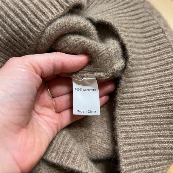 La‎ Ligne Cashmere Tan Knit Mock Neck Long Sleeve Sweater Dress - Picture 5 of 8